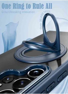 ESCASE Compatible with Magnetic Samsung Galaxy S23 Ultra Case, Swivel Cutout Ring Holder Compatible with MagSafe, Shockproof Translucent Matte Back Protective，for Samsung Galaxy S23 Ultra 6.8 Inch Cover Blue  - Image 4