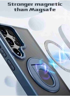 ESCASE Compatible with Magnetic Samsung Galaxy S23 Ultra Case, Swivel Cutout Ring Holder Compatible with MagSafe, Shockproof Translucent Matte Back Protective，for Samsung Galaxy S23 Ultra 6.8 Inch Cover Blue  - Image 3