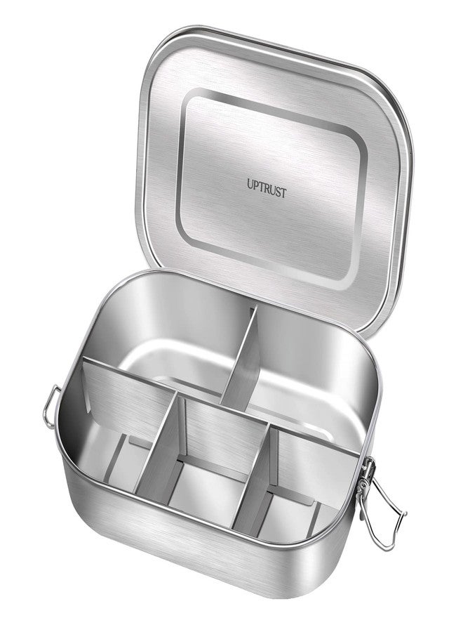 UPTRUST Stainless Steel Bento Lunch Food Box Container, 5-Compartment Large 1400ML Metal Bento Lunch Box Container for Kids or Adults with Lockable Clips to Leak Proof - Image 1