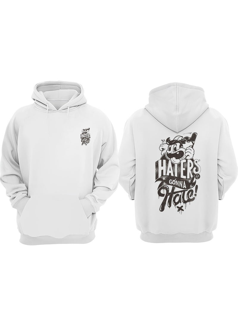 The Wert - Unisex Hairers Gonna Hate Design Front Back Printed Regular Fit White Sweatshirt - Image 1
