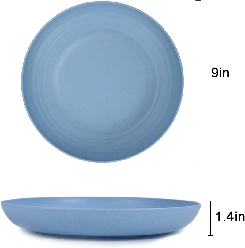 Homienly Deep Dinner Plates Set of 8 Alternative for Plastic  Microwave  Dishwasher Safe Wheat Straw Plates with 4 Colors Fresh Light 9 inch - Image 2