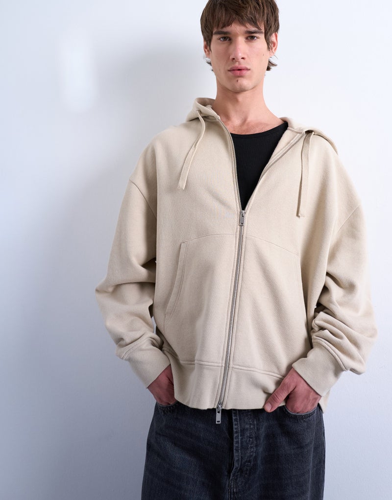 TOPMAN oversized fit zip through hoodie - Image 1