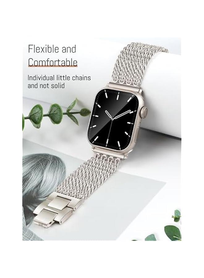 Arabest Starry Chain Women's Watch Band for Apple Watch 38mm 40mm 41mm 42mm (S10) Adjustable Metal Bracelet Dress Strap for iWatch Series 10/9/8/7/6/5/4/3/2/1/SE/Ultra  - Image 3
