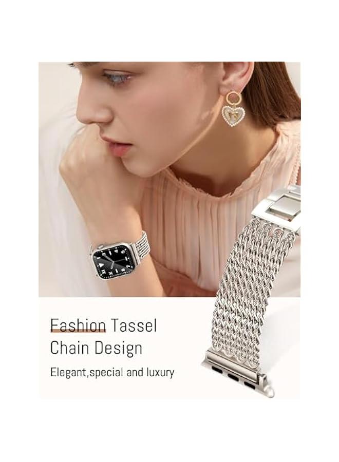Arabest Starry Chain Women's Watch Band for Apple Watch 38mm 40mm 41mm 42mm (S10) Adjustable Metal Bracelet Dress Strap for iWatch Series 10/9/8/7/6/5/4/3/2/1/SE/Ultra  - Image 4