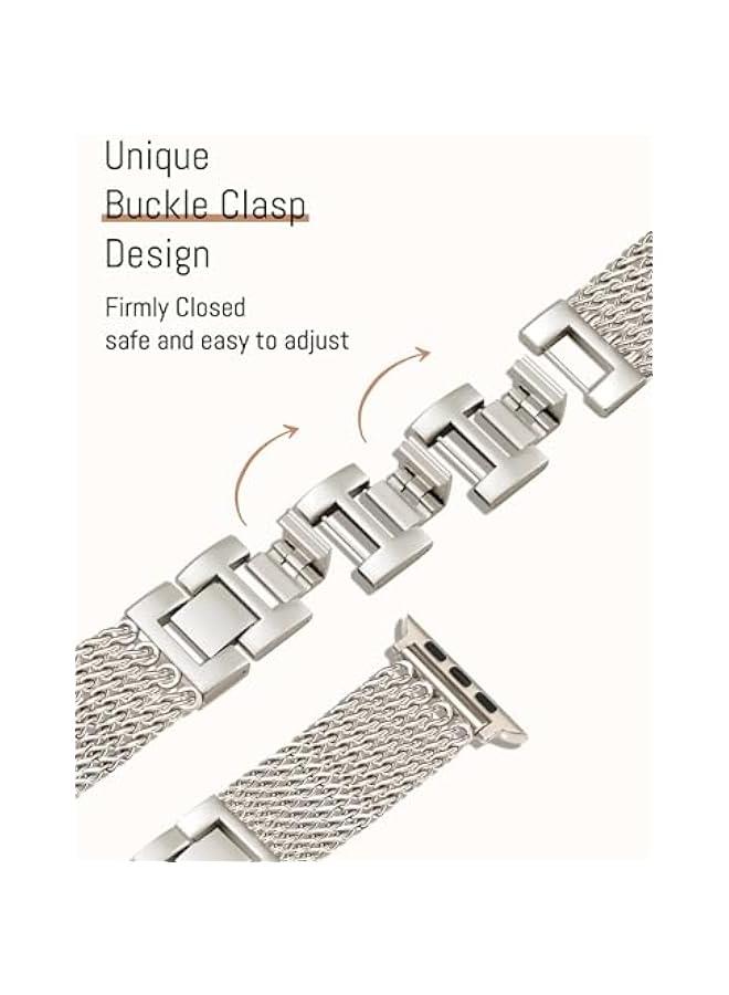 Arabest Starry Chain Women's Watch Band for Apple Watch 38mm 40mm 41mm 42mm (S10) Adjustable Metal Bracelet Dress Strap for iWatch Series 10/9/8/7/6/5/4/3/2/1/SE/Ultra  - Image 5