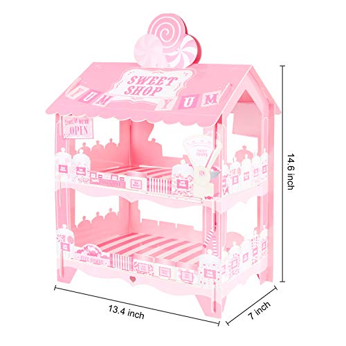 Aooba Pink Cupcake Stand Candy Cart Cake Holder Lollipop Display Stands for Birthday Barbecue Picnic Weddings Afternoon Tea Theme Party Decorations Sweet Shop House - Image 2