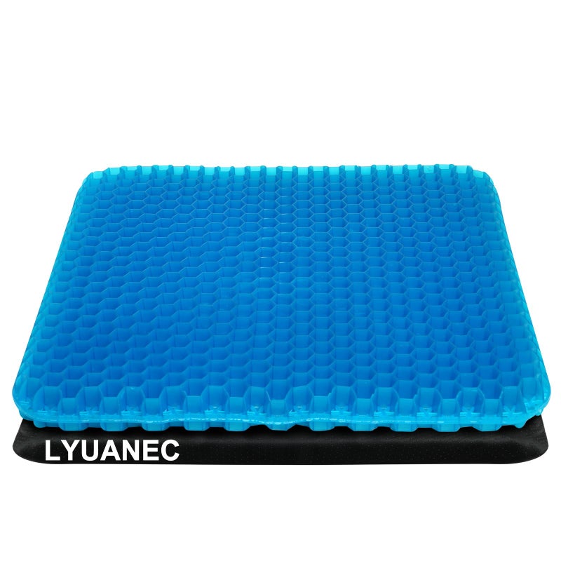 LYUANEC Gel Seat Cushion for Long Sitting - 18.5" x 17" x 1.4" (Largeï¼†Soft) Gel Cushion for People Over 100 lbs, Pressure Relief Cushions for Office Chair, Egg Cushions for Wheelchair, Seat Pad for Car - Image 1