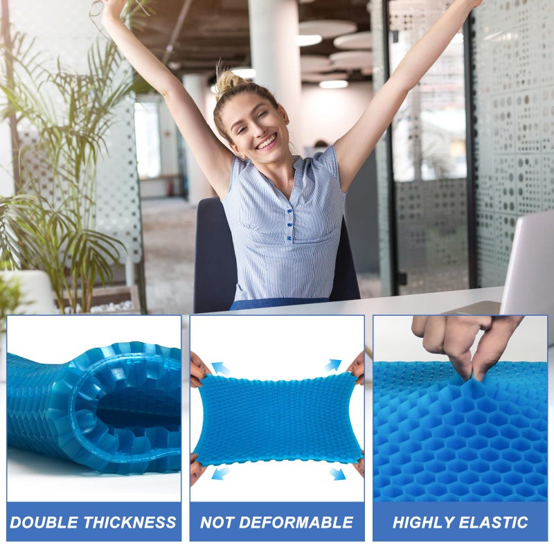 LYUANEC Gel Seat Cushion for Long Sitting - 18.5" x 17" x 1.4" (Largeï¼†Soft) Gel Cushion for People Over 100 lbs, Pressure Relief Cushions for Office Chair, Egg Cushions for Wheelchair, Seat Pad for Car - Image 4