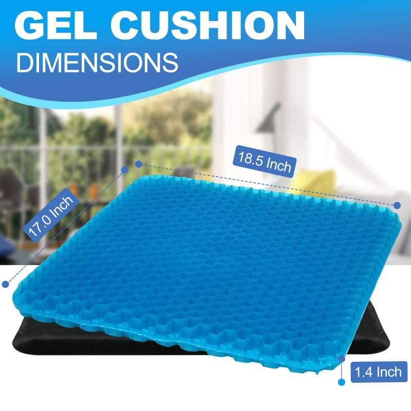 LYUANEC Gel Seat Cushion for Long Sitting - 18.5" x 17" x 1.4" (Largeï¼†Soft) Gel Cushion for People Over 100 lbs, Pressure Relief Cushions for Office Chair, Egg Cushions for Wheelchair, Seat Pad for Car - Image 2