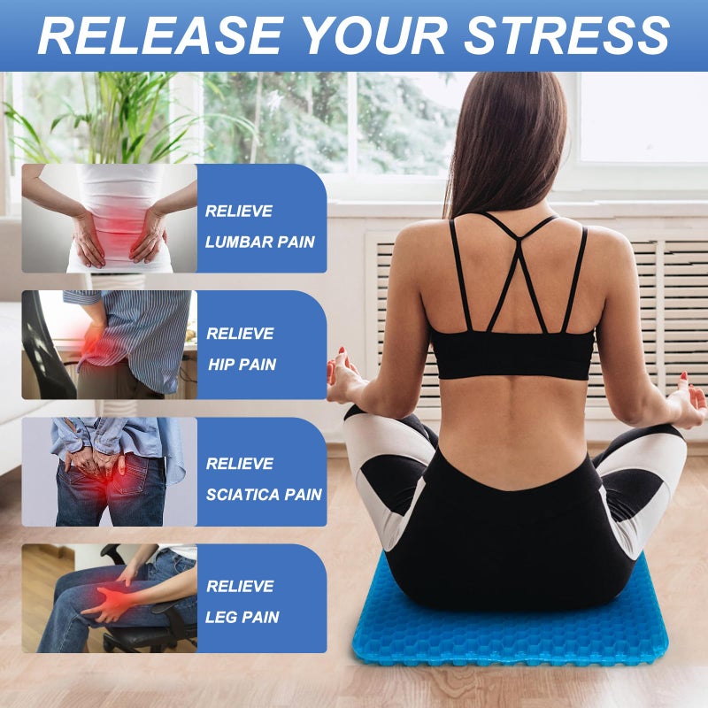 LYUANEC Gel Seat Cushion for Long Sitting - 18.5" x 17" x 1.4" (Largeï¼†Soft) Gel Cushion for People Over 100 lbs, Pressure Relief Cushions for Office Chair, Egg Cushions for Wheelchair, Seat Pad for Car - Image 3