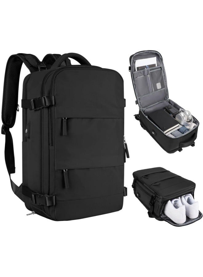 حقيبة ظهر سفر كبيرة، للجنسين، حقيبة كاجوال، حقيبة يد، حقيبة مشي، حقيبة رياضية خارجية، مستلزمات السفر (أسود) - Image 3