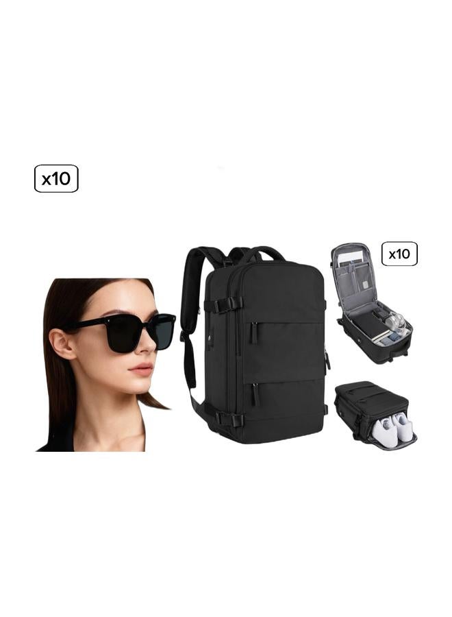 حقيبة ظهر سفر كبيرة، للجنسين، حقيبة كاجوال، حقيبة يد، حقيبة مشي، حقيبة رياضية خارجية، مستلزمات السفر (أسود) - Image 1