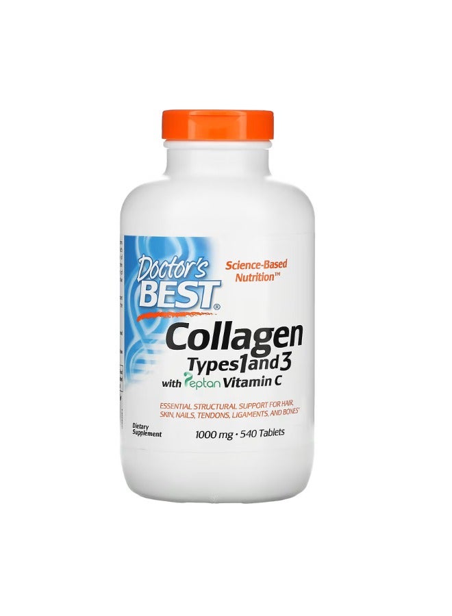 دكتورز بست Collagen Types 1 and 3 with Peptan and Vitamin C 1000 mg 540 Tablets - Image 1