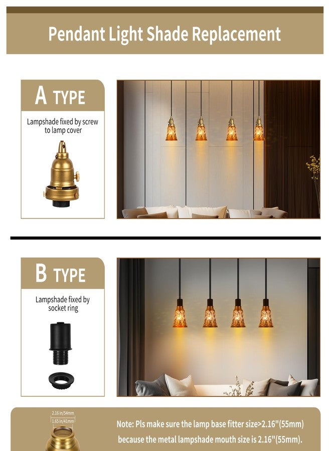 ALUCSET Pendant Light Shades, 4 Pack Ceiling Fan Light Shade Replacements with 1-5/8" Fitter, ALUCSET 4.72" Height 4-3/4" Diameter, Metal Bell Shaped Cover for Chandelier Wall Sconces,Yellow Brass&Gold Plated - Image 4