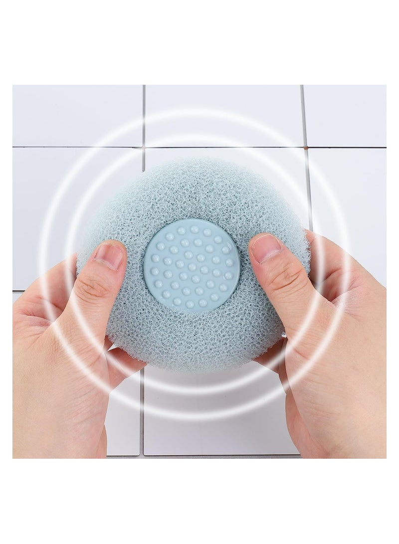 4PCS Bath Sponge Round Loofah Suction Cup Scrub Artifact Massage Bath Ball Sponge Balls Body Cleaner Exfoliating Scrubbers Bath Ball Bathroom Supplies - Image 5