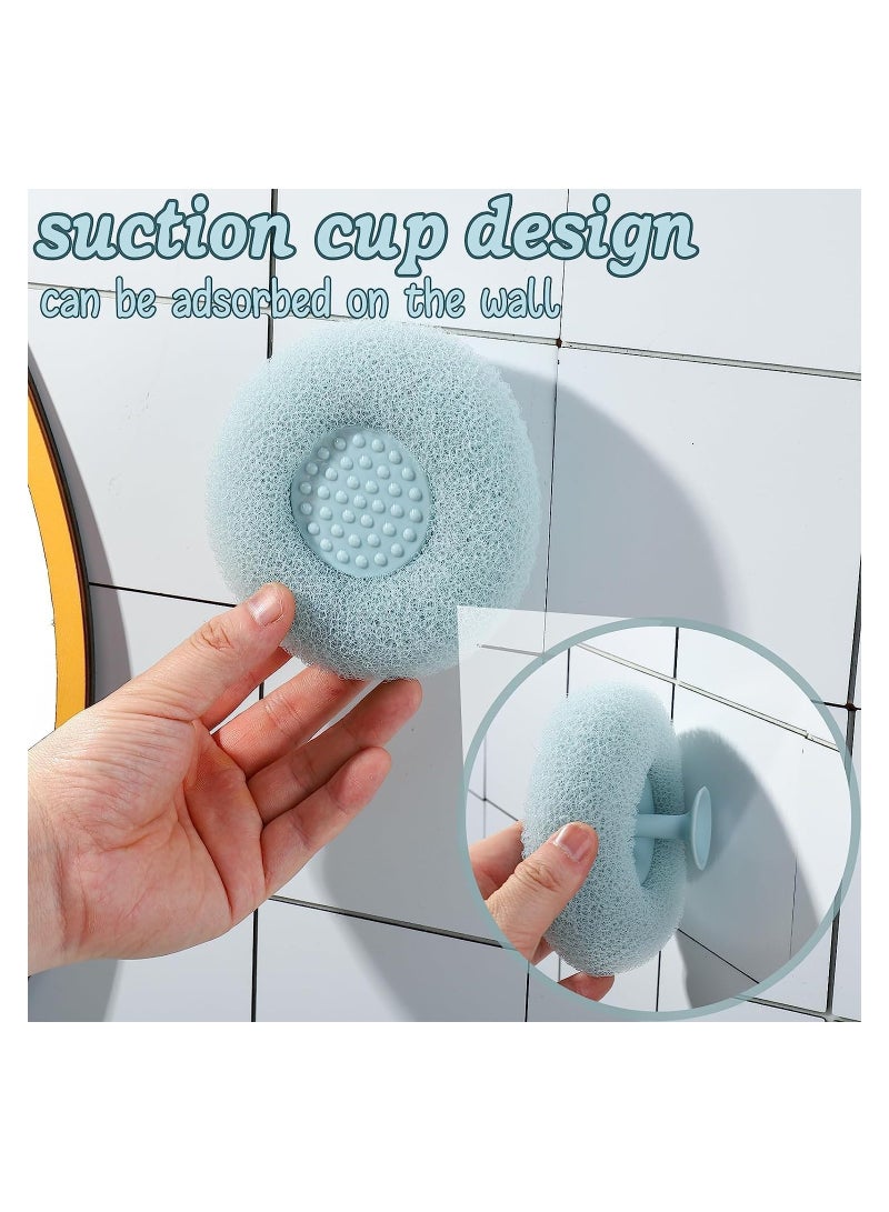 4PCS Bath Sponge Round Loofah Suction Cup Scrub Artifact Massage Bath Ball Sponge Balls Body Cleaner Exfoliating Scrubbers Bath Ball Bathroom Supplies - Image 4