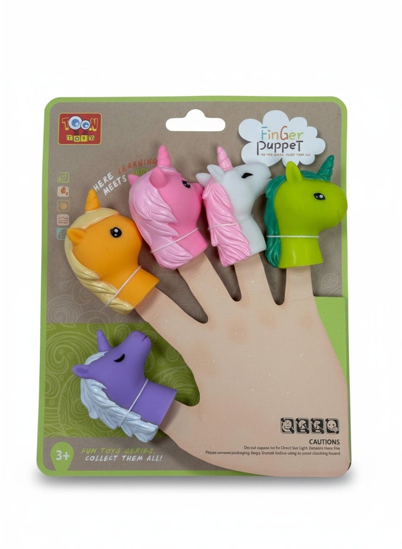Toon Toyz 5-Piece Magical Unicorn Finger Puppets Set - Soft Rubber Fantasy Toys for Kids - Image 1