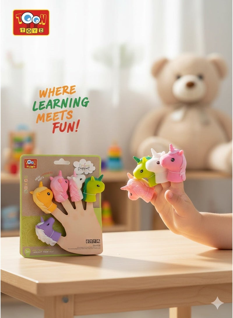 Toon Toyz 5-Piece Magical Unicorn Finger Puppets Set - Soft Rubber Fantasy Toys for Kids - Image 2