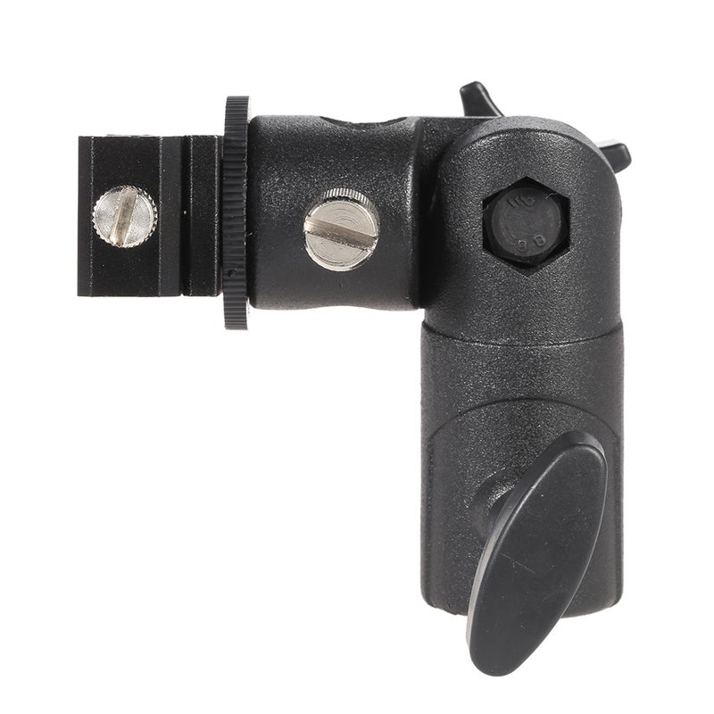 E Type Universal Metal Flash Hot Shoe Speedlite Umbrella Holder Light Stand Bracket with 1/4" to 3/8" Screw Mount Swivel Adapter - Image 1
