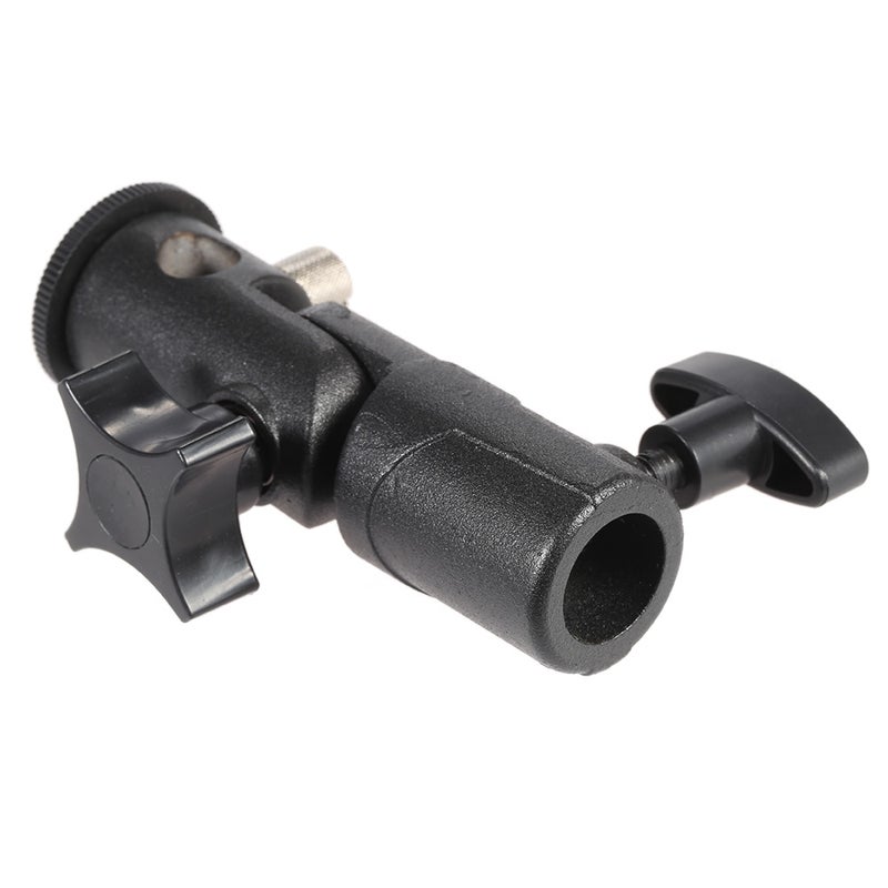 E Type Universal Metal Flash Hot Shoe Speedlite Umbrella Holder Light Stand Bracket with 1/4" to 3/8" Screw Mount Swivel Adapter - Image 4