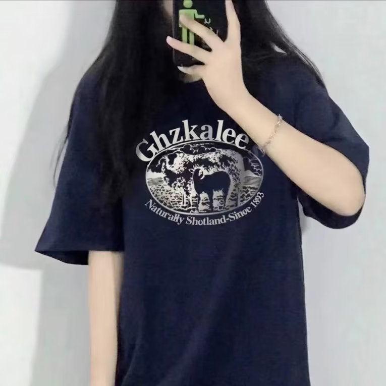 Hong Kong Style Short-Sleeved T-Shirt For Girls, Casual, Loose, Lazy Style, Ins Trendy Design, Niche, Slim And Versatile Half-Sleeved Top - Image 2
