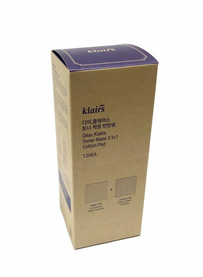 DearKlairs أقراص قطن كليرز، 120EA مزيل مكياج وأقراص قطنية لتنظيف الوجه - Image 1