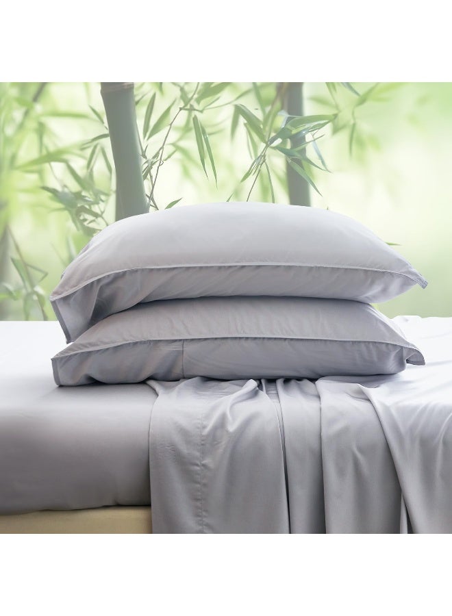 Simple&Opulence 100% Viscose from Bamboo Sheet Set-Organic Bamboo Viscose Sheet-4Pcs Cooling,Soft,Breathable Bedding(1 Flat Sheet,1 Fitted Sheet,2 Pillowcases)For Spring and Summer-(Light Grey,Queen) - Image 5