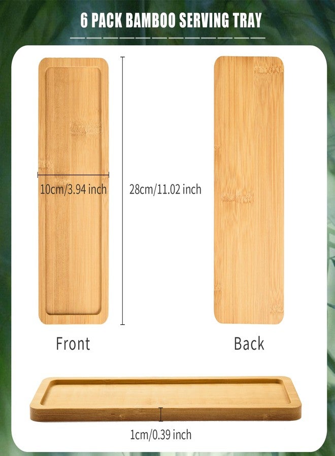 AWIZOM 6 Pack Bamboo Serving Tray Rectangle Bamboo Wood Tea Serving Tray Rounded Edges Wooden Bathroom Counter Tray Bamboo Vanity Tray for Dresser Food Coffee Tea Snack Tissues Candles,11x 4 Inch - Image 2