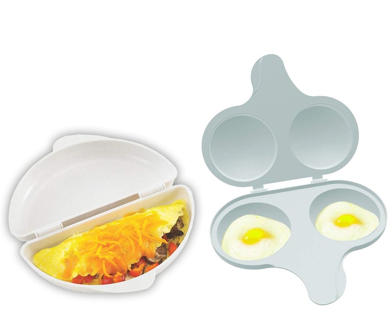 NORDIC WARE Nordic Ware Easy Breakfast Set  Omelet Pan and 2 Cavity Egg Poacher Microwaveable 