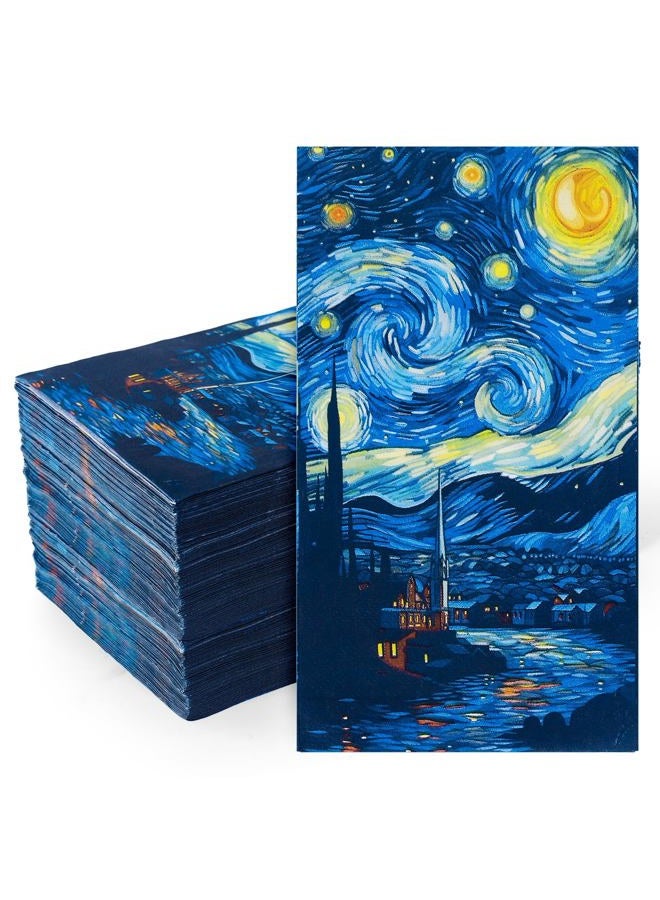 JarThenaAMCS 100Pcs Starry Night Guest Napkins Starry Sky Disposable Hand Towel Dinner Paper Napkins for Bathroom Birthday Holiday Party Supplies Table Decor - Image 1