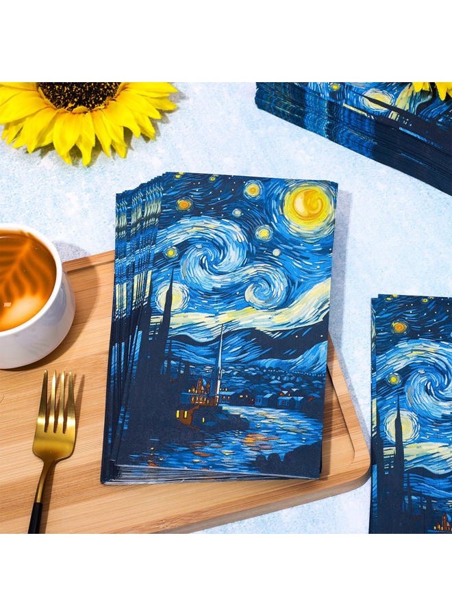 JarThenaAMCS 100Pcs Starry Night Guest Napkins Starry Sky Disposable Hand Towel Dinner Paper Napkins for Bathroom Birthday Holiday Party Supplies Table Decor - Image 4