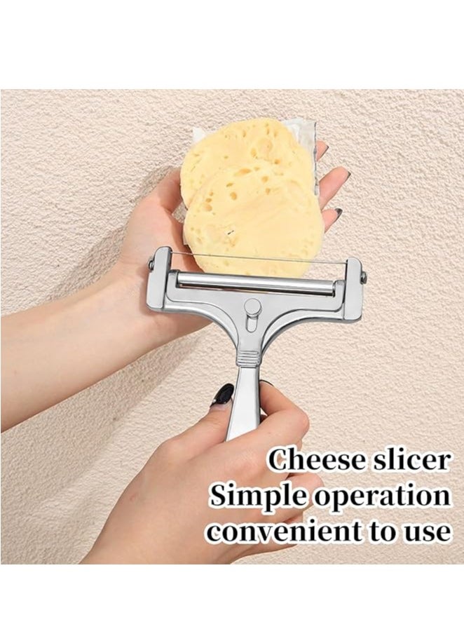 EAZZY Cheese Slicer With Adjustable Thickness - Heavy Duty Stainless Steel Cheese Slicers With Wire - Premium Wire Cheese Slicer For Soft & Semi-Hard Cheeses  - Image 2