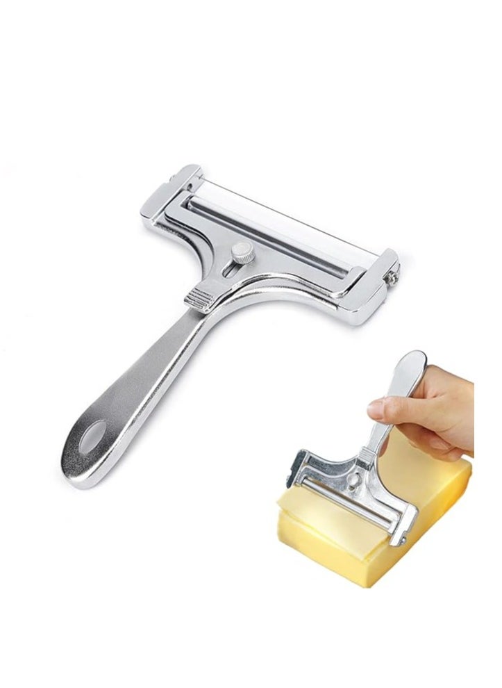 EAZZY Cheese Slicer With Adjustable Thickness - Heavy Duty Stainless Steel Cheese Slicers With Wire - Premium Wire Cheese Slicer For Soft & Semi-Hard Cheeses  - Image 1