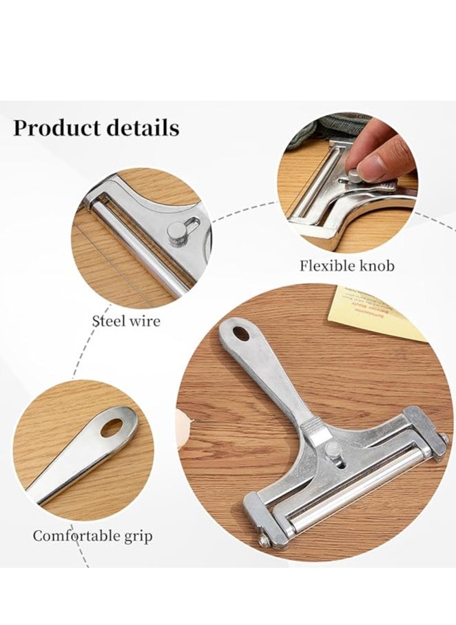 EAZZY Cheese Slicer With Adjustable Thickness - Heavy Duty Stainless Steel Cheese Slicers With Wire - Premium Wire Cheese Slicer For Soft & Semi-Hard Cheeses  - Image 4