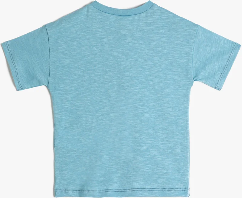 كوتون T-Shirt Crew Neck Short Sleeve Parrot Printed Cotton