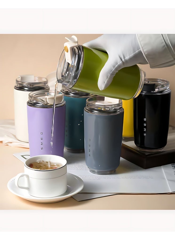 Smeg Travel Coffee Mug, Insulated Beverage Cup with Leakproof Lid, Long-Lasting Coffee Tumbler with Lid, Travel Coffee Thermos (Dark Gray) - Image 5