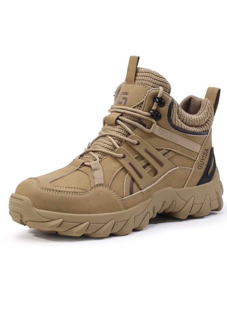 NIBEMINENT Mens Outdoor Hiking Boots Desert Combat Tactical Boots Male Winter Shoes Men Desert Ankle Boots Work Safety Shoes
