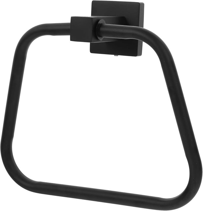 Stainless Steel Wall Mounted Towel Ring Holder Black Easy Installation Space Saving - Image 2