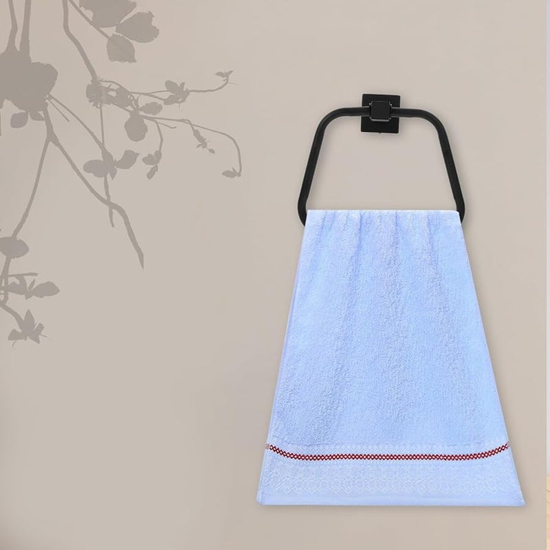 Stainless Steel Wall Mounted Towel Ring Holder Black Easy Installation Space Saving - Image 4