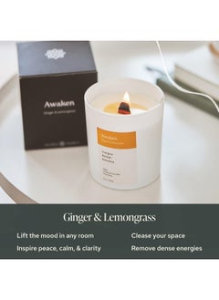 Mindful Modern Mindful Modern & Natural Awaken Candle | Ginger & Lemongrass Scented | Aromatherapy for Stress Relief, Meditation, Yoga, Chakra Healing, & Prayer | Elegant Home Fragrance | Soy Wax | 8oz Glass Jar  - Image 2