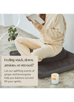 Mindful Modern Mindful Modern & Natural Awaken Candle | Ginger & Lemongrass Scented | Aromatherapy for Stress Relief, Meditation, Yoga, Chakra Healing, & Prayer | Elegant Home Fragrance | Soy Wax | 8oz Glass Jar  - Image 3