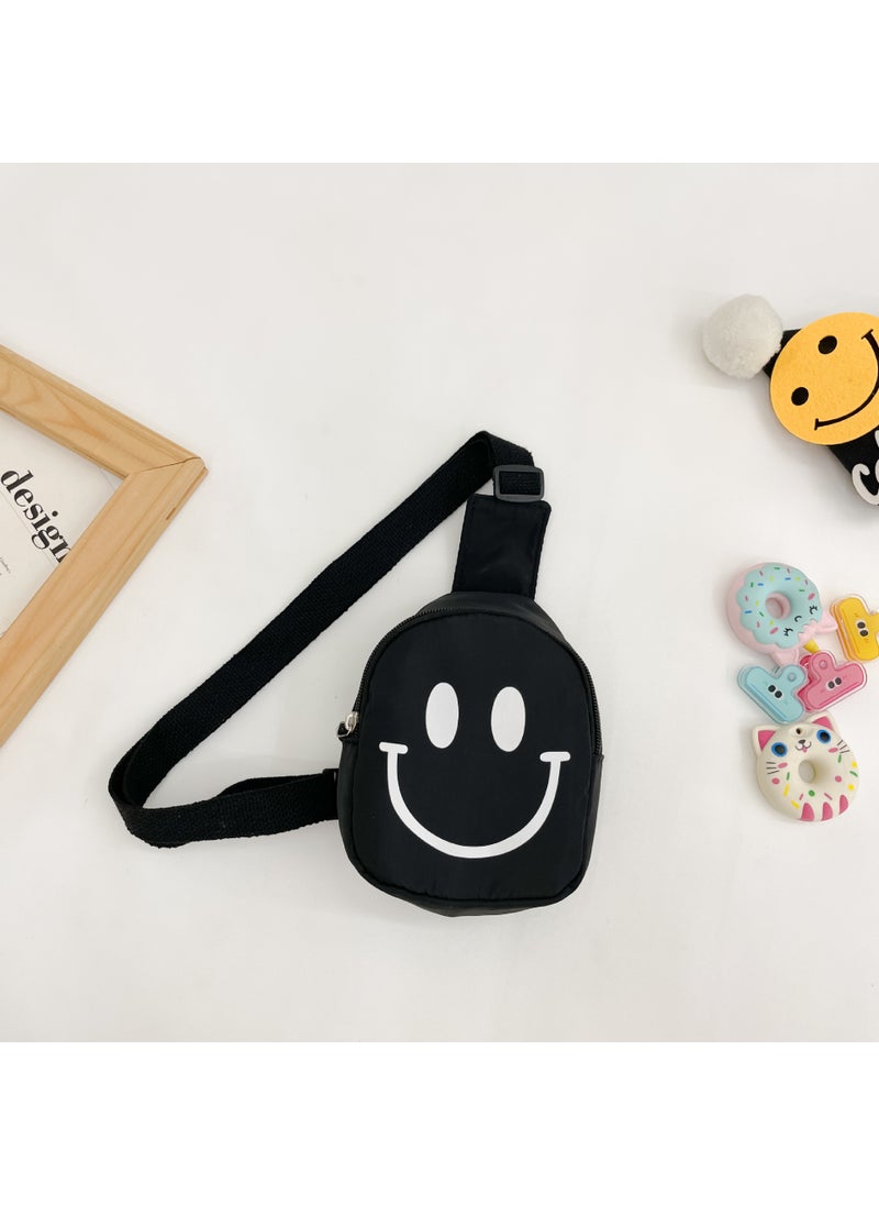 Generic Kids Smile Face Sling Bag 2024 Nylon Trendy Chest Pack Black 
