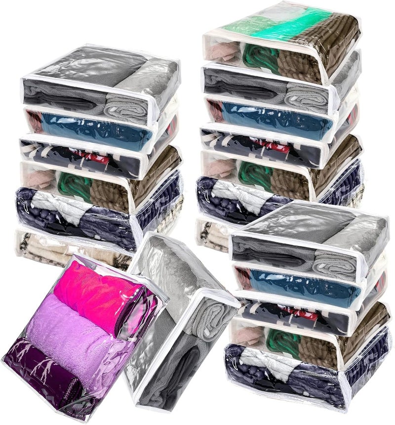 Transparent PVC zipper storage bag 20 (can store blankets, sweaters, clothing, sheets, suitable for wardrobe finishing)26*26*7cm - Image 1