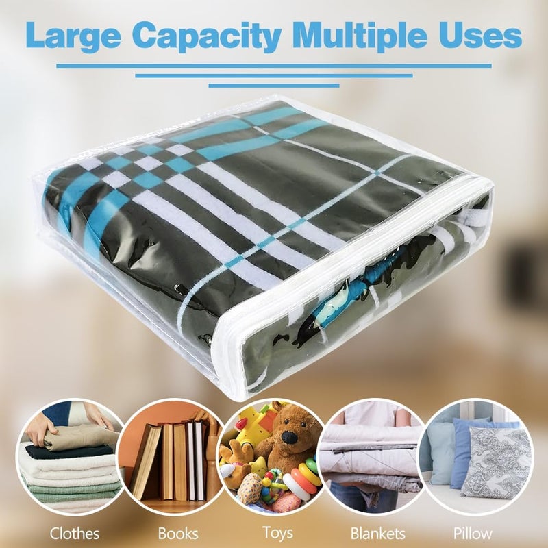 Transparent PVC zipper storage bag 20 (can store blankets, sweaters, clothing, sheets, suitable for wardrobe finishing)26*26*7cm - Image 4