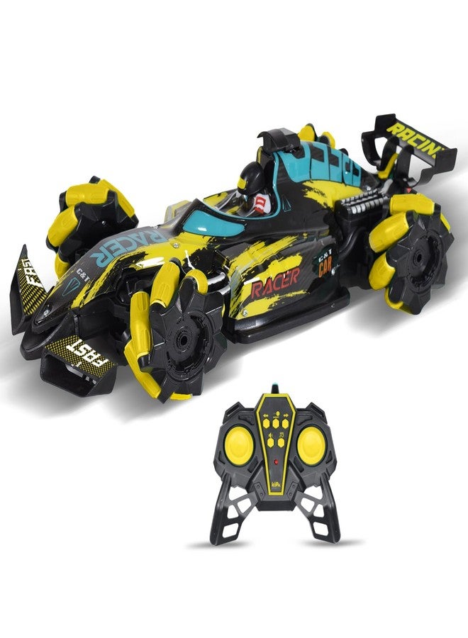 KIPA GAMING Remote Control Smoke Car with LED Lights for Kids Stunt Drift Rc Car High Speed Racer Car Toys 25 KM/H 2.4Ghz 360° Rotation Fast Stunt Toy Car (F1 Super Drifter - Yellow) - Image 1