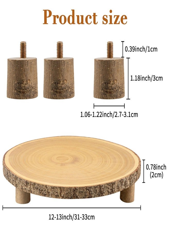 SogYupk Rustic Wood Cake Stand - 11-13 Inch Wooden Slice with Legs for Elegant Wedding, Birthday, & Woodland-Themed Parties（1Pcs） - Image 2