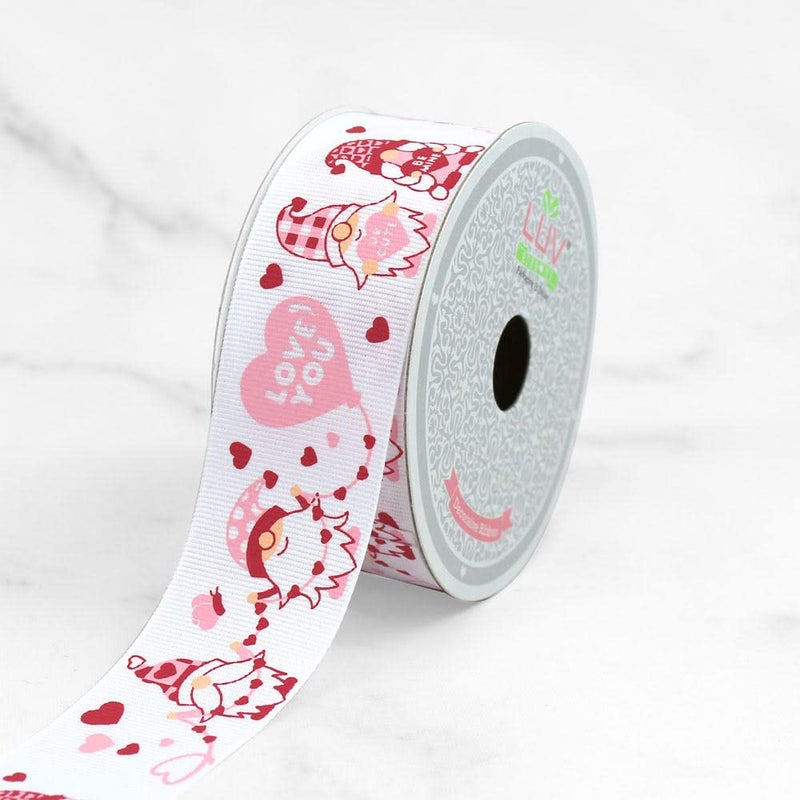 LUV Ribbons Grosgrain Gnome 15 Inch Valentines Day Ribbon 10 Yards White Great for Valentines Day Floral Arrangements Gift Wrapping Wreaths Craft Projects DIY Decor Bows and Much More