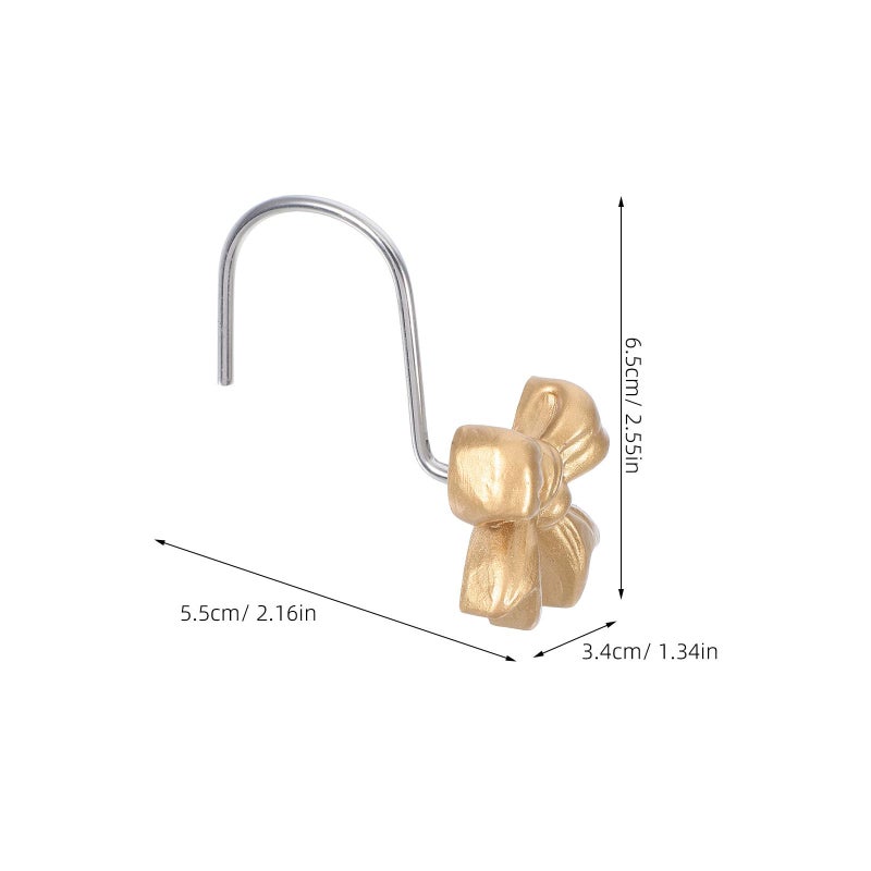 10 Pcs Gold Bowknot Shower Curtain Rings Waterproof Bathroom Bedroom Nursery Hooks - Image 3