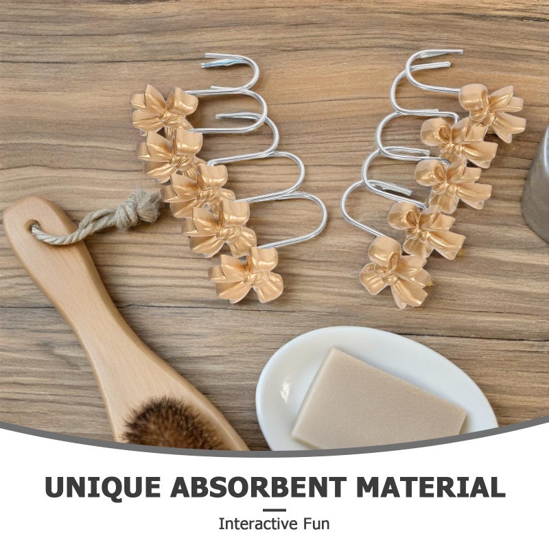 10 Pcs Gold Bowknot Shower Curtain Rings Waterproof Bathroom Bedroom Nursery Hooks - Image 4