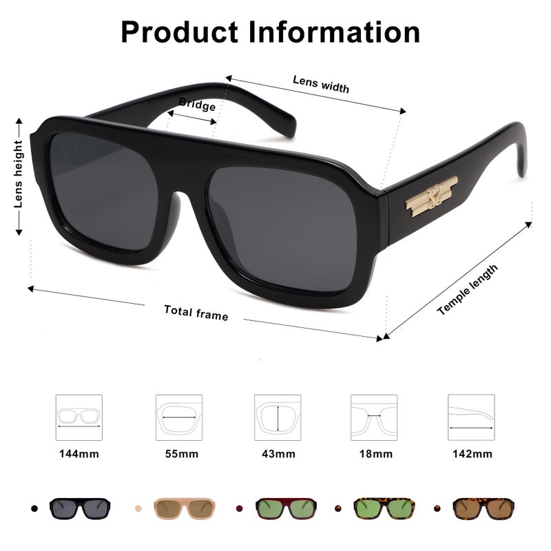 SOJOS Trendy Square Aviator Sunglasses for Womens Mens Polarized Plastic Frame Flat Top Designer Inspired Shades UV400 Sun Glasses SJ2281 - Image 5